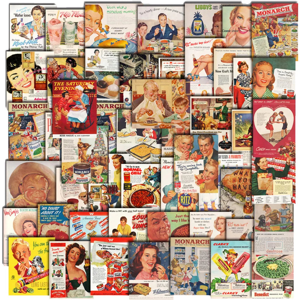 Vintage Poster Stickers Decal Pack - Waterproof for Bike, Skateboard, Laptop, Car, Phone, Luggage, Guitar (Online Order Only)