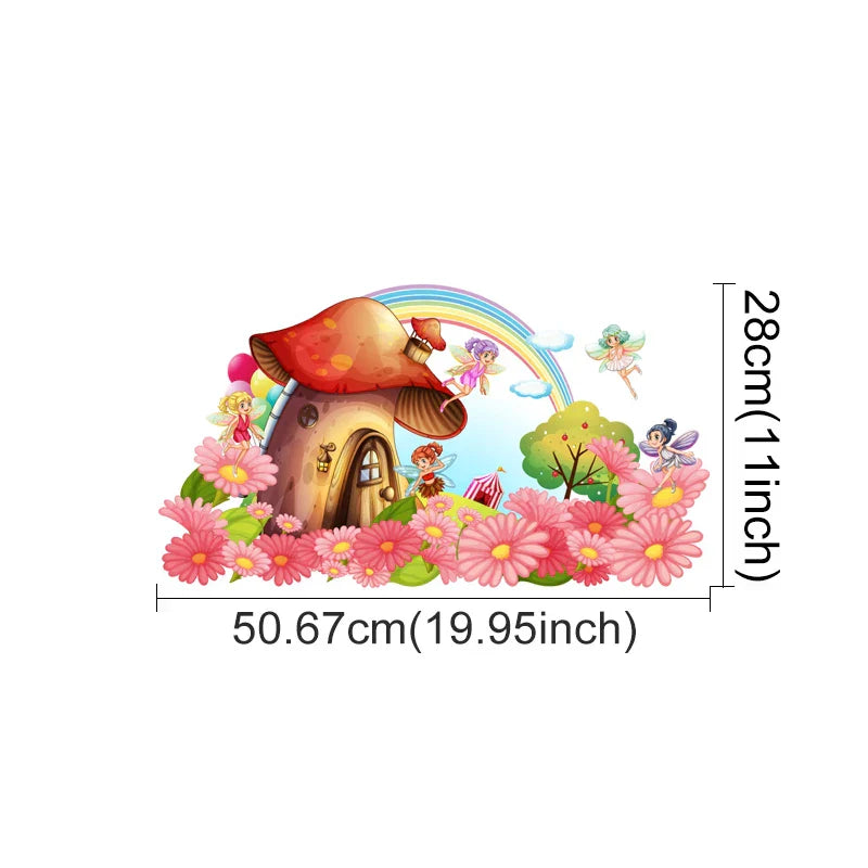 Cute Fairy Mushroom House Wall Stickers for Kids Nursery Decor (ONLINE ORDER ONLY)