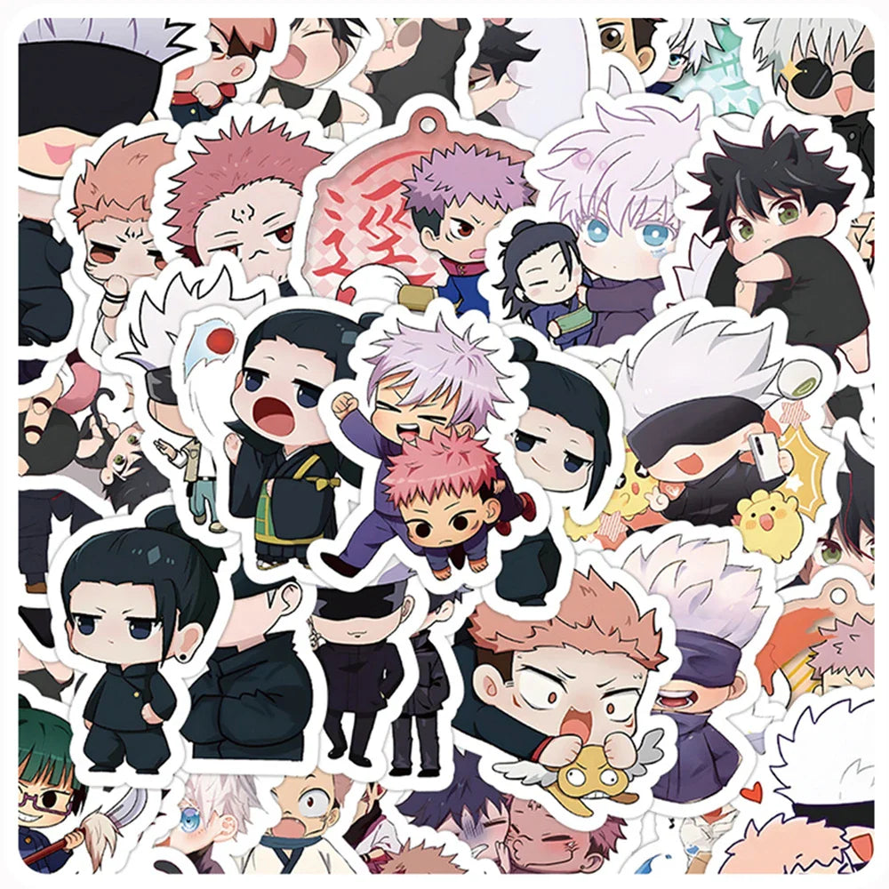 Jujutsu Kaisen Anime Stickers - 10/30/60pcs Waterproof Decals for Skateboard, Laptop, Motorcycle, Car (Online Order Only)
