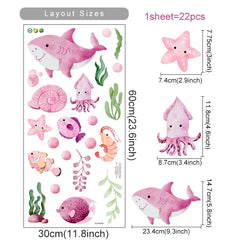Cute Shark Turtle Seaweed Wall Stickers for Bedroom Nursery Decor (Online Order Only)