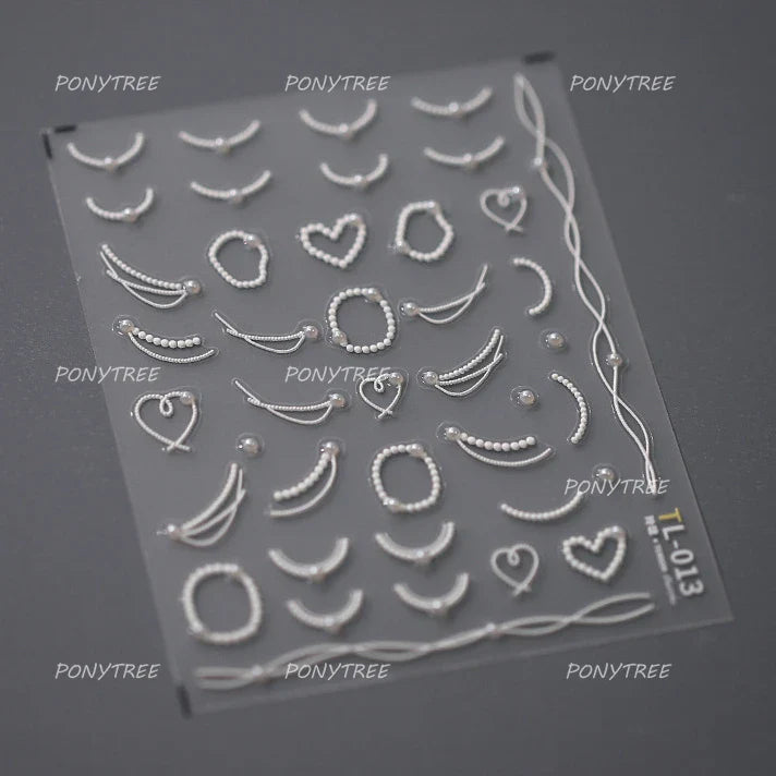 Pink Blue Purple Lovely Line Bowknot Lace Arc Curve Romantic Delicate Cording Embossed Adhesive Nail Art Sticker Manicure Decal (ONLINE ORDER ONLY)
