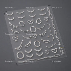 Pink Blue Purple Lovely Line Bowknot Lace Arc Curve Romantic Delicate Cording Embossed Adhesive Nail Art Sticker Manicure Decal (ONLINE ORDER ONLY)