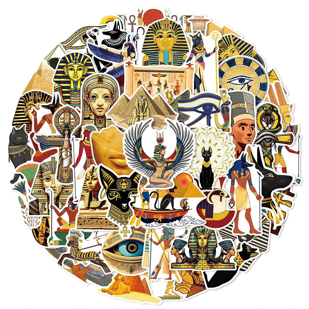 Ancient Egypt Art Stickers Pharaoh Pyramid Decals Waterproof 10/30/50pcs (Online Order Only)