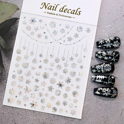 1PCS Laser Gold Snowflake Christmas Tree Nail Sticker 3D Adhesive Nail Decals Nail Art Accessories New Christmas Decoration 2024 (ONLINE ORDER ONLY)