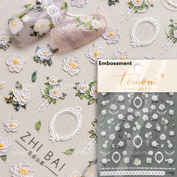 Petal Numerous Flowers Luxuriant Plant Garden Yellow Stamen Charming 5D Soft Relief Adhesive Nail Art Sticker 3D Manicure Decals (ONLINE ORDER ONLY)