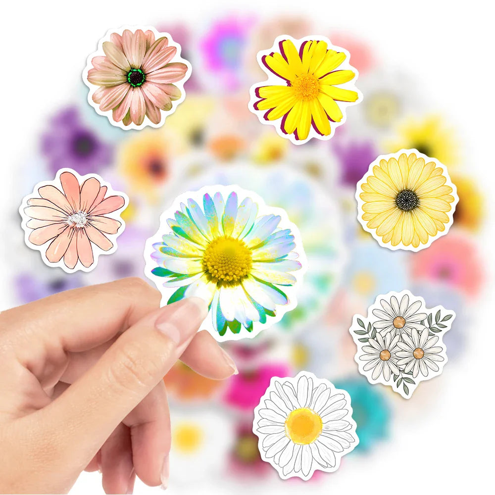10/25/50PCS Autumn Flower Daisy Sunflower Sticker Packs (ONLINE ORDER ONLY)