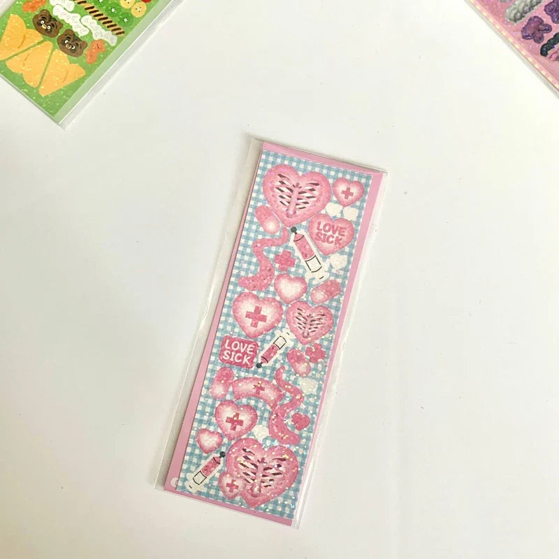 Korean ins Cream Bow Laser Decoration Stickers Diary Hand Account Idol Card DIY Scrapbooking Material Kawaii Stationery Sticker (ONLINE ORDER ONLY)