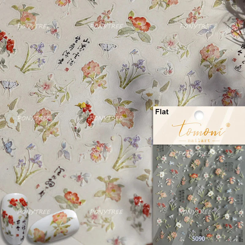 Strawberry Cherry Loquat Longan Peach Grapes Plant Red Bean Fruit Flat Realistic Painting 3D Nail Art Stickers Manicure Decals (ONLINE ORDER ONLY)