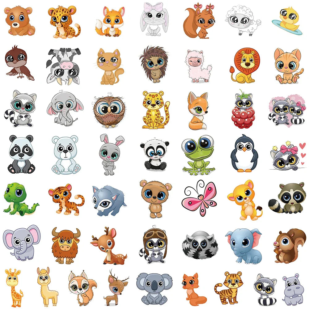 10/30/50PCS Cute Big Eyes Animals Sticker Cartoon Kawaii Decals Gift For Kids Laptop Notebook Guitar Phone Suitcase Car DIY Toys (Online Order Only)