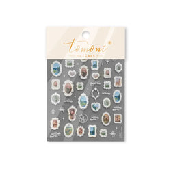 Retro Rose Gold Silver Totem Picture Photo Frame Flower 5D Self Adhesive Nail Art Stickers 5D Shiny Rhinestone Manicure Decals (ONLINE ORDER ONLY)