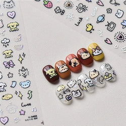 Line Cat Dog Bear Rabbit Chicken Animals Apple Cherry Cake Bowknot Butterfly Balloon Rainbow Nail Art Stickers Manicure Decals (ONLINE ORDER ONLY)