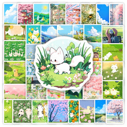 Sunny Spring Stickers Green Leaf Toys Gift Decorative Decal for Scrapbook Journal Diary Laptop Phone Luggage Bottles Waterproof (ONLINE ORDER ONLY)