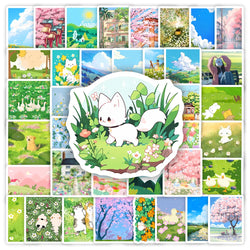 Sunny Spring Stickers Green Leaf Toys Gift Decorative Decal for Scrapbook Journal Diary Laptop Phone Luggage Bottles Waterproof (ONLINE ORDER ONLY)