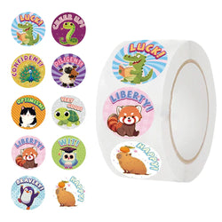 500PCS Animal Slogans Stickers Per Roll-Perfect for Children's Reward Laser Stickers Wall Crafts and Classroom Supplies (ONLINE ORDER ONLY)