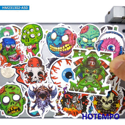 20/30/50Pieces Funny Monster Style Zombie Demon Ghost Retro Stickers for Luggage Car Motorcycle Bike Phone Helmet Laptop Sticker (Online Order Only)