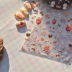 Cookies Chocolate Love Heart Flower Bowknot Rabbit Bunny Lace Bear Star Bouquet Rabbit Adhesive Nail Art Sticker Manicure Decal (ONLINE ORDER ONLY)