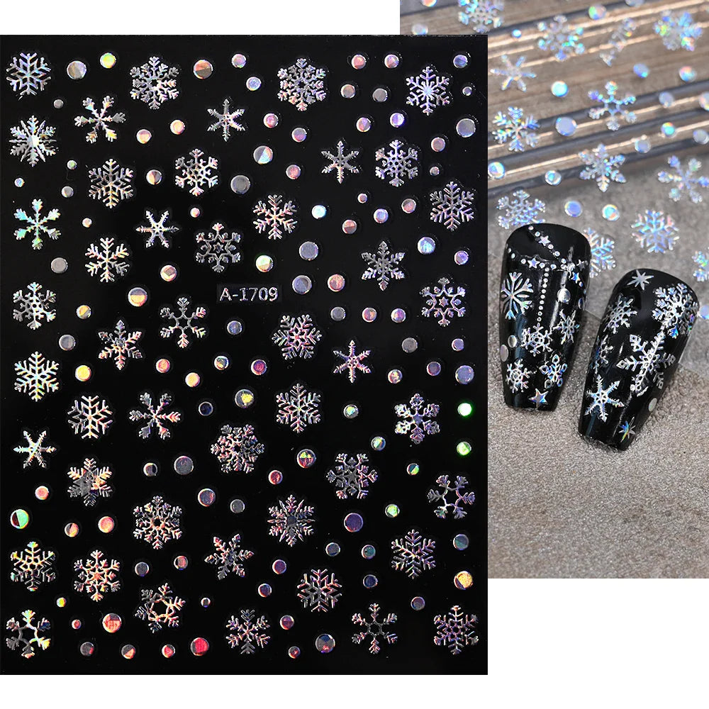 3D Snowflake Nail Art Decals Sliver Bronzing 3D Christmas Nail Art Decoration Self Adhesive Winter Christmas New Year Slides Y2K (ONLINE ORDER ONLY)