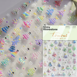 Dressy Embossment Colorful Gradient Snowflakes Laser Silver Christmas Tree Winter Bowknot Santa Nail Art Stickers Manicure Decal (Online Order Only)