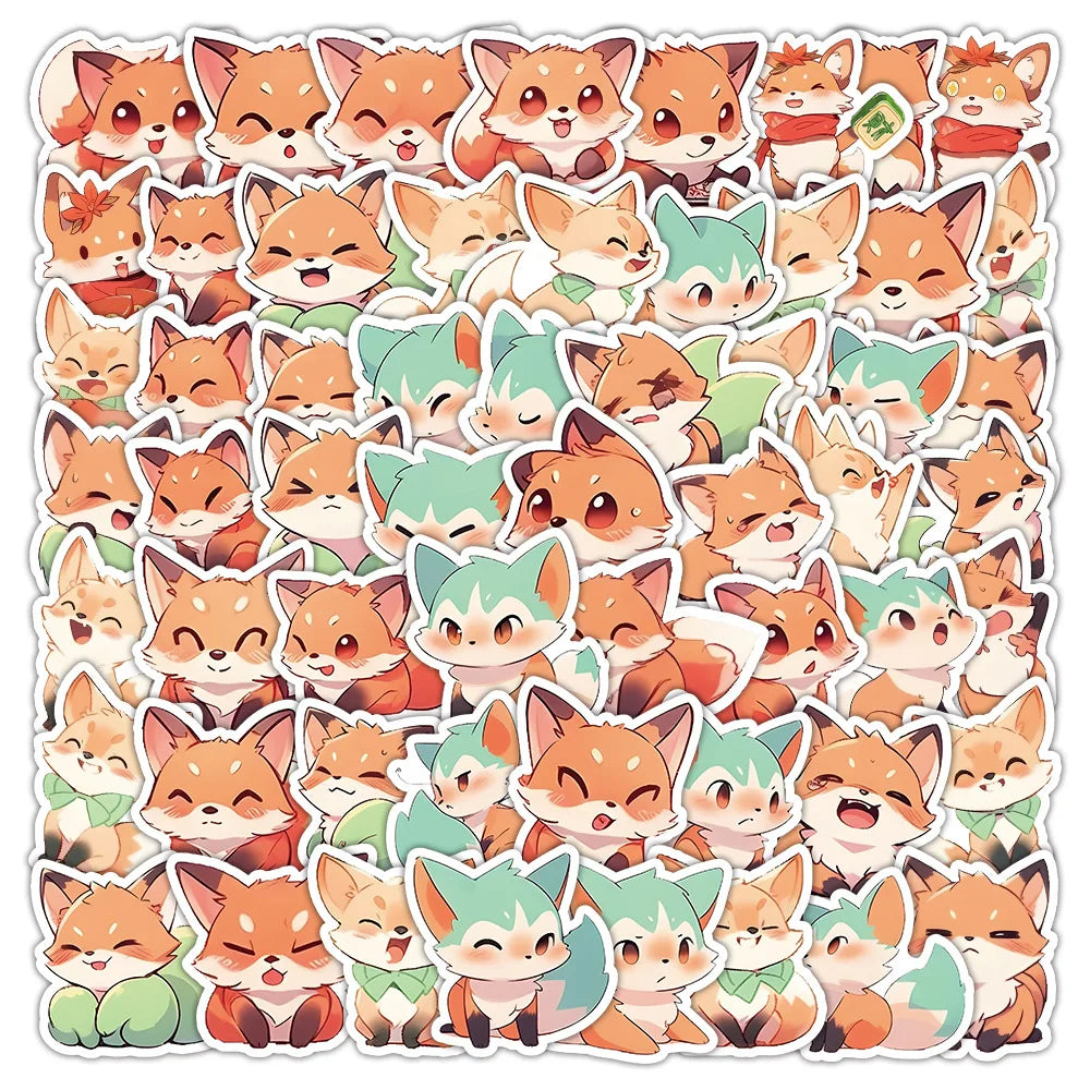 Cute Fox Stickers Waterproof Decals for Laptop, Guitar, Car, Bike, Skateboard, Kids Toy (ONLINE ORDER ONLY)