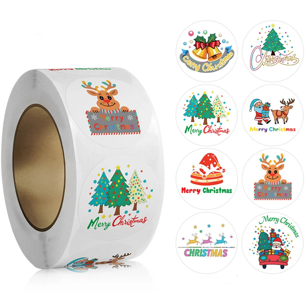 100-500pcs Santa Claus Tree Paper Label Cartoon Merry Christmas Sticker New Year Cute Snowman Stationery Stickers For Kids Gift (Online Order Only)