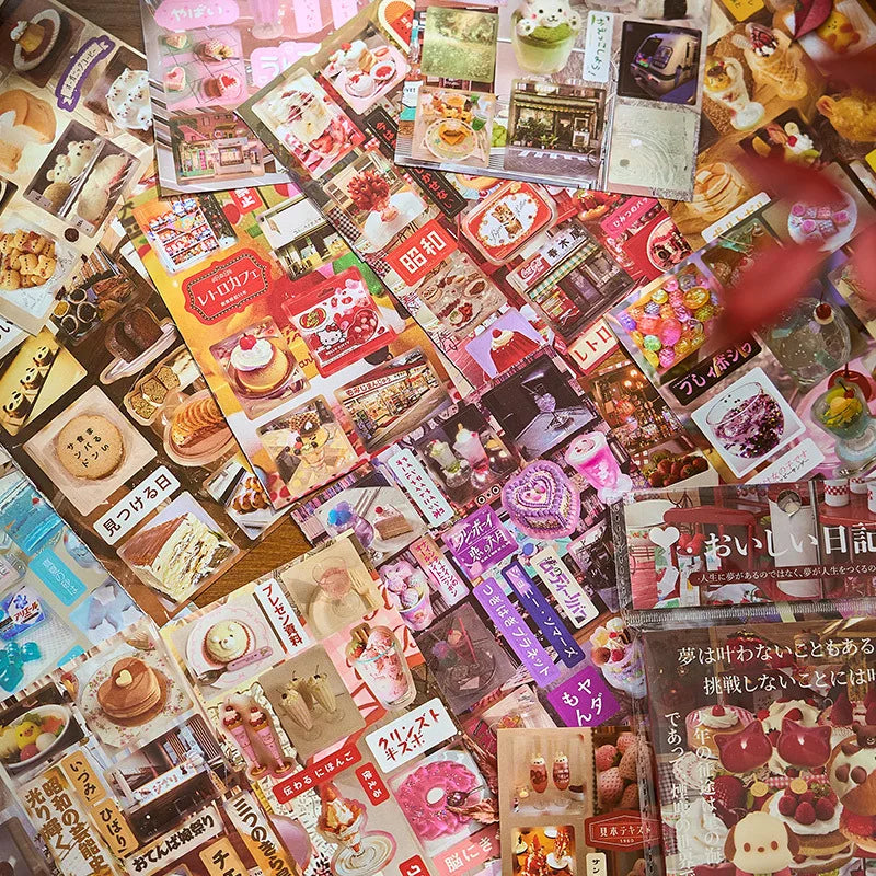 20 Sheets Japanese Retro Dessert Cut Film Sticker Book Y2K Sticker Journal Handbook Scrapbooking Kawaii Decoration Sticker Gift (ONLINE ORDER ONLY)
