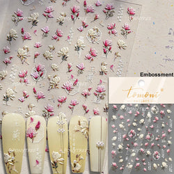 Mini Three Leaf Flower Magnolia Lotus Flower Stem Gradual Petal Line Arc Metal Sillver Delicate Nail Art Stickers Manicure Decal (Online Order Only)