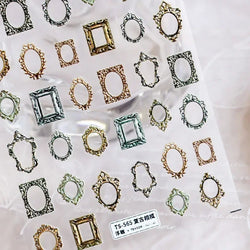 Retro Rose Gold Silver Totem Picture Photo Frame Flower 5D Self Adhesive Nail Art Stickers 5D Shiny Rhinestone Manicure Decals (ONLINE ORDER ONLY)