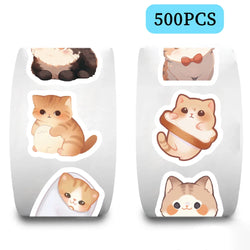 100-500pcs Cute Fat Cat Sticker Paper Reward Labels Thank You Sticker Gift Sealing Decoration Scrapbooking Stationery Supplies (ONLINE ORDER ONLY)