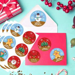 300 Pcs Merry Christmas Stickers 2Inch Tree Santa Clause Snowman Deer Gift Tag Sticker Christmas Gift Labels Holiday Present (Online Order Only)