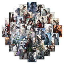 60Pcs Chinese Ancient Style Youth Li Bai Du Fu Poems Classic Poetry Personalized Stickers for Kids PVC Decoration Stationery (Online Order Only)