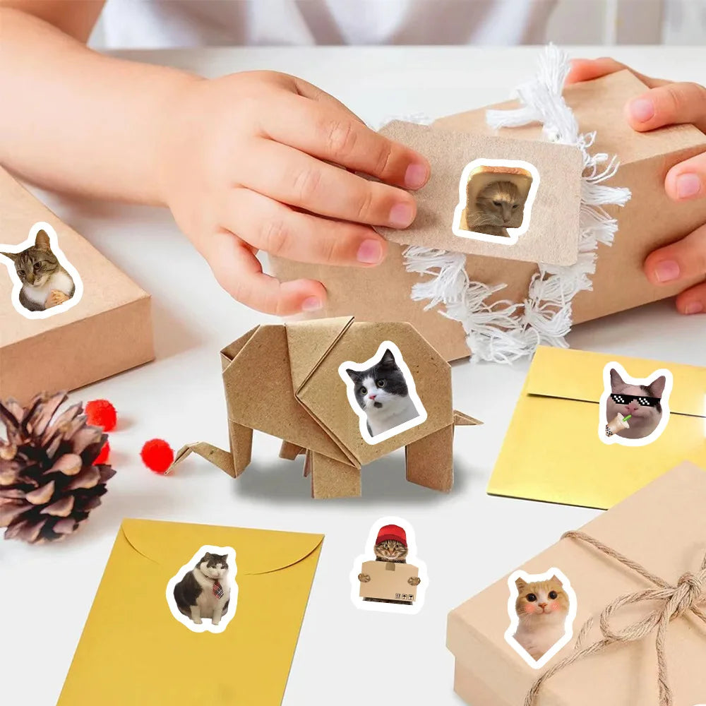 100-500pcs Cartoon Meme Cat Stickers For School Reward Stickers Classroom Decoration Encouragement Sticker For Student Teacher (ONLINE ORDER ONLY)