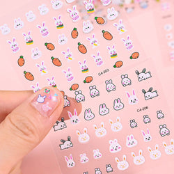 30pcs Children's Cartoon Rabbit Nail Stickers with Sequins and Glitter Colorful Flowers DIY Decal Kid Toy Kawaii Girl Ornaments* (ONLINE ORDER ONLY)