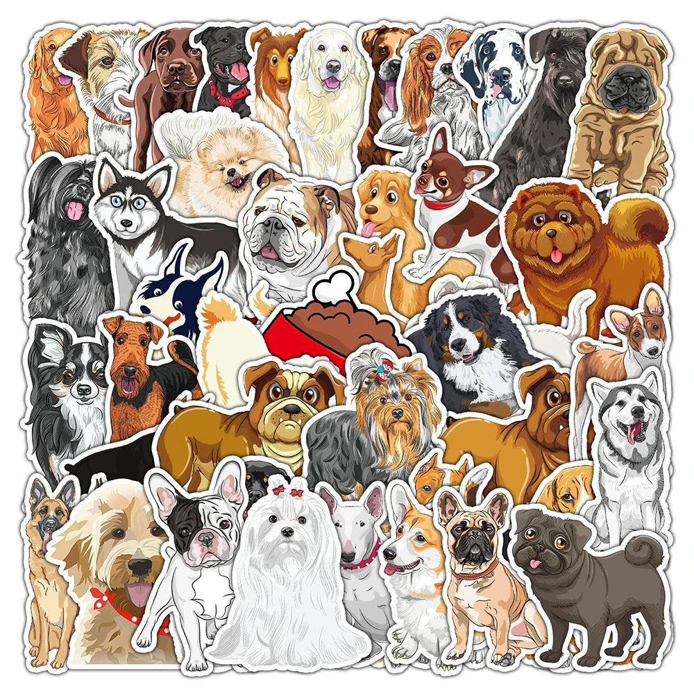10/30/50PCS Cute Cartoon Anima Dogs Stickers For Kids Waterproof Laptop Fridge Phone Bike Car Notebook Suitcase Wall Decals Toys (Online Order Only)