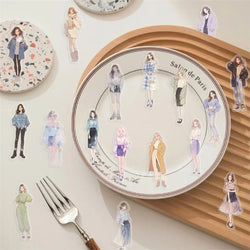 50PCS Kawaii Fashion Girl PET Sticky Sticker Aesthetic Korean Stationery DIY Decoration Scrapbooking School Supplies for Kids (ONLINE ORDER ONLY)