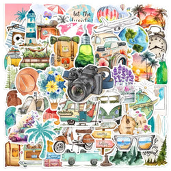 Aesthetic Outdoor Camping Stickers for DIY: Suitcase, Water Bottle, Phone, Scrapbook, Guitar, Laptop, Motorcycle (10/25/50pcs) (Online Order Only)