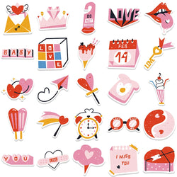 10/30/50PCS Cartoon Pink Love Stickers Valentine's Day Cute Decals PVC Waterproof Skateboard Laptop Phone Car Sticker For Kids (ONLINE ORDER ONLY)