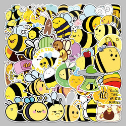51Pcs Cute Bee Cartoon Stickers for Helmet, Wall, DIY Decoration (Online Order Only)