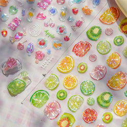 Colorful Fruit Lemon Grapefruit Kiwifruit Candy Popsicle Rabbit Cherry Apple Paw Jelly Adhesive Nail Art Sticker Manicure Decals (ONLINE ORDER ONLY)