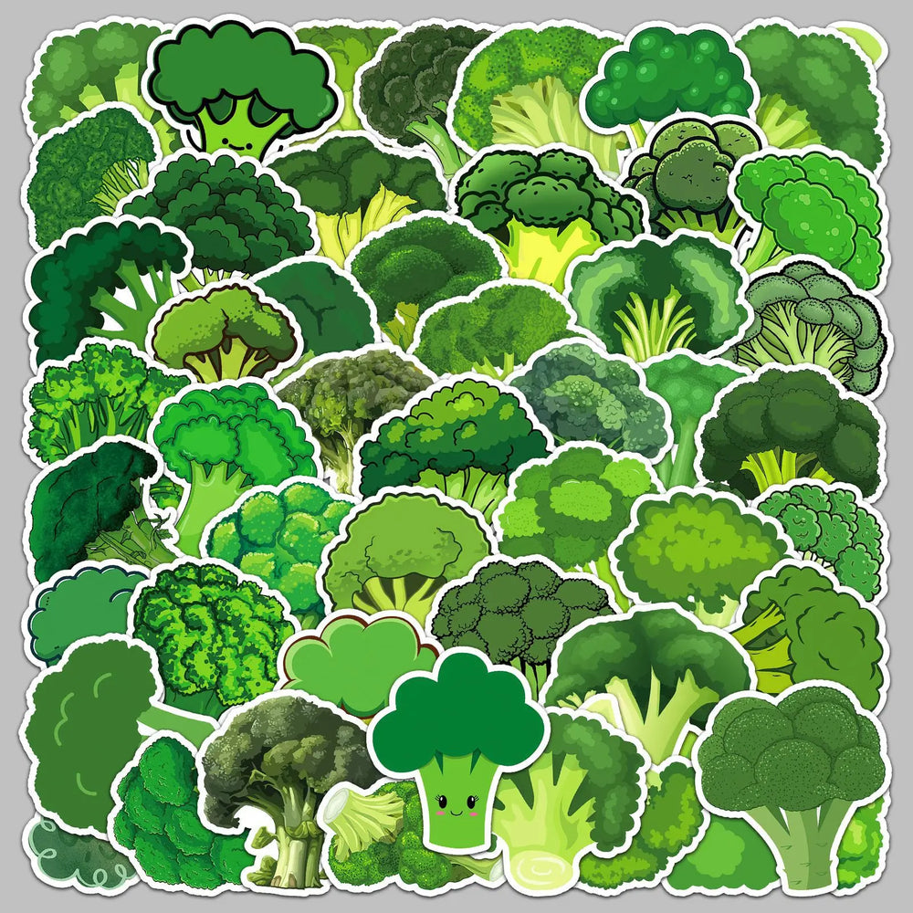 50pcs Green Cauliflower Graffiti Stickers for Helmet, Wall, DIY Decor (Online Order Only)