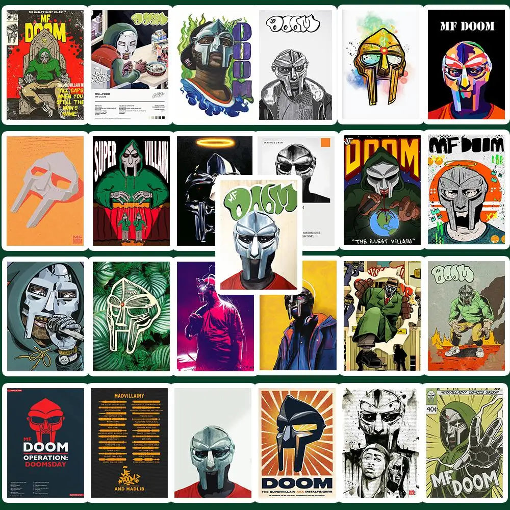 25PCS Hip Hop Rapper Mf Doom Stickers Singer Fan Gift DIY Decoration Phone Cup Luggage Scrapbook Laptop Helment Guitar Toy Decal (Online Order Only)