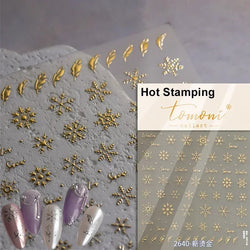Winter Christmas Crystal Delicate Hexagon Romantic Laser Silver Chic Snowflakes Self Adhesive Nail Art Sticker 5D Manicure Decal (ONLINE ORDER ONLY)