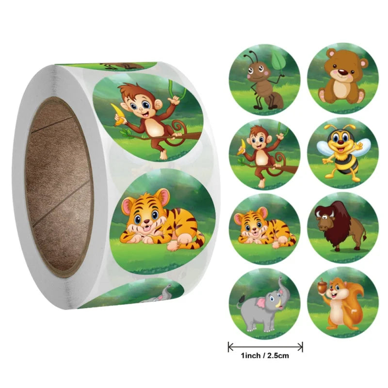 500pcs zoo Animals cartoon Stickers for kids classic toys sticker school teacher reward sticker 8 designs pattern tiger (Online Order Only)