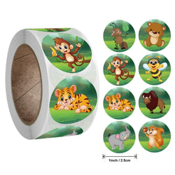 500pcs zoo Animals cartoon Stickers for kids classic toys sticker school teacher reward sticker 8 designs pattern tiger (Online Order Only)