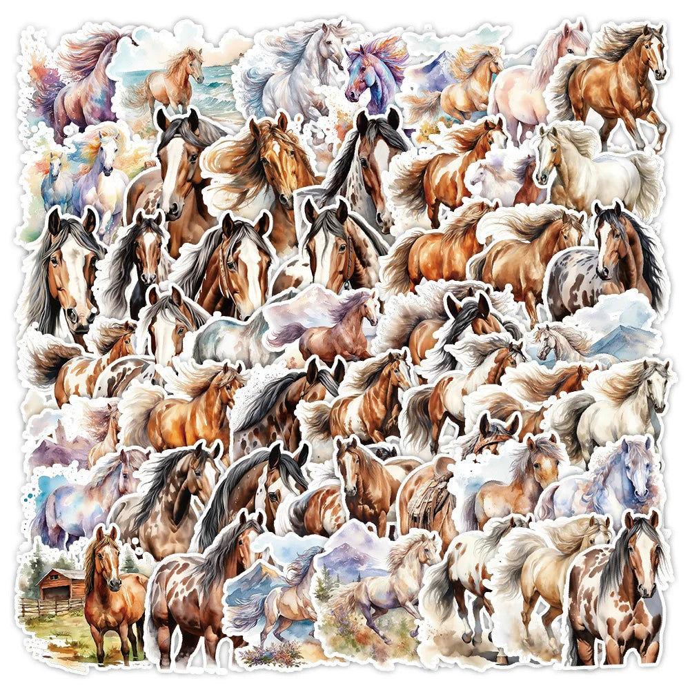 Cartoon Horse Stickers Decals for Kids DIY Luggage Laptop Motorcycle Phone Car (Online Order Only)