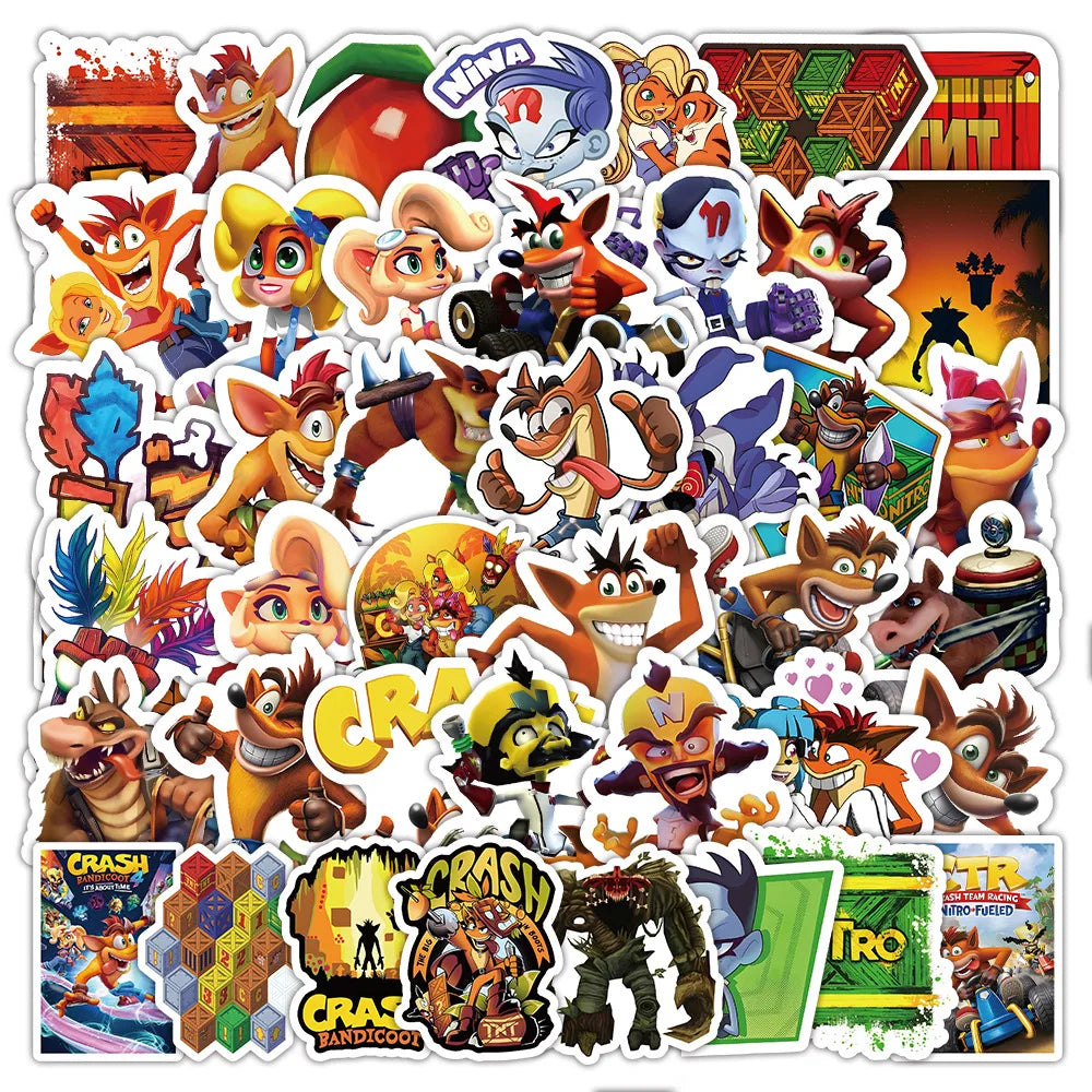 10/62Pcs Anime Video Game Crash Bandicoot Sticker Packs (ONLINE ORDER ONLY)