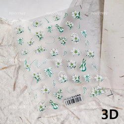 Spotless Lily Lilium Flowers Moon Pearl Crown Lily-white Pearl Necklace Pendant Self Adhesive Nail Art Stickers Manicure Decals (Online Order Only)