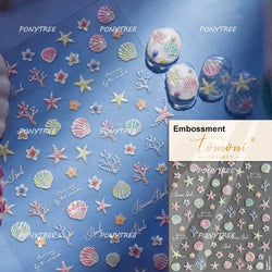 Halo Dyeing Ocean Shell Conch Starfish Pearl Love Heart Bowknot Jellyfish Adhesive Nail Art Stickers Manicure Decals Wholesale (ONLINE ORDER ONLY)