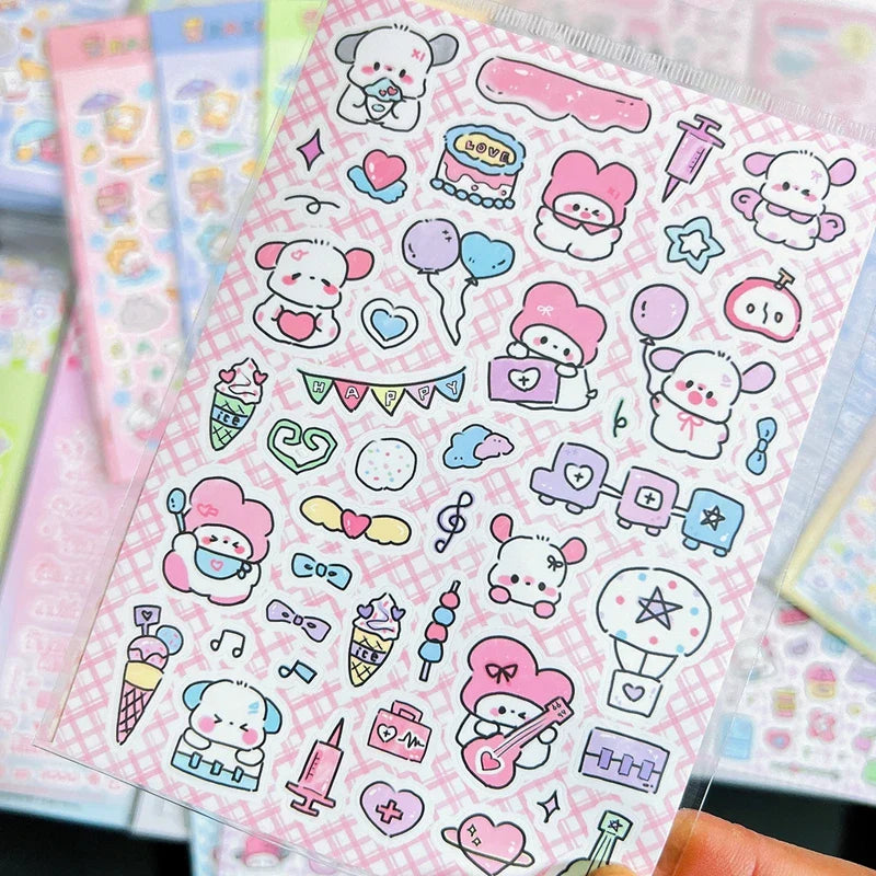 Korean Ins Cute Graffiti Puppy Stickers Planner Journal Collage DIY idol card Scrapbooking Decoration Sticker Kawaii Stationery (Online Order Only)