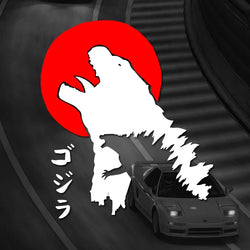 GOZILA with RED SUN Stickers,Monster Style,Unique and Personalized Look with high quality sticker for cars trucks motor&laptop! (ONLINE ORDER ONLY)