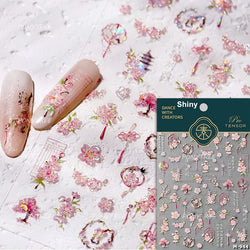 Painting Sketch Tulip Daisy Willows Scenery Daisy Colorful Flowers Sun Star Butterfly Wicker 3D Nail Art Stickers Manicure Decal (ONLINE ORDER ONLY)